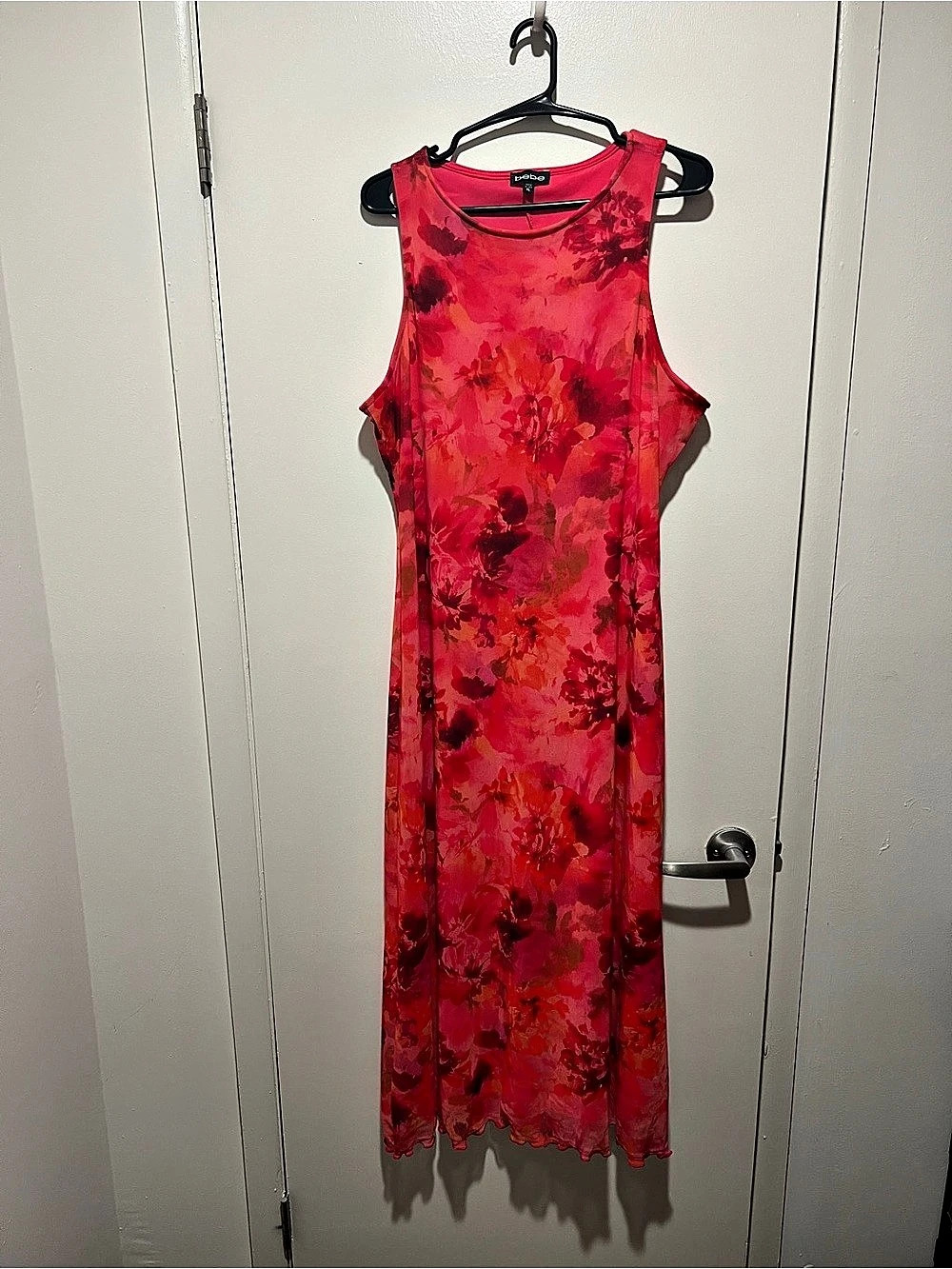 bebe Floral Maxi Dress Orange/Red XL Like New